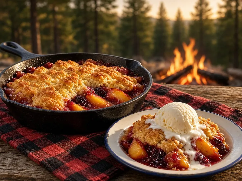 Illustration of a fruit cobbler